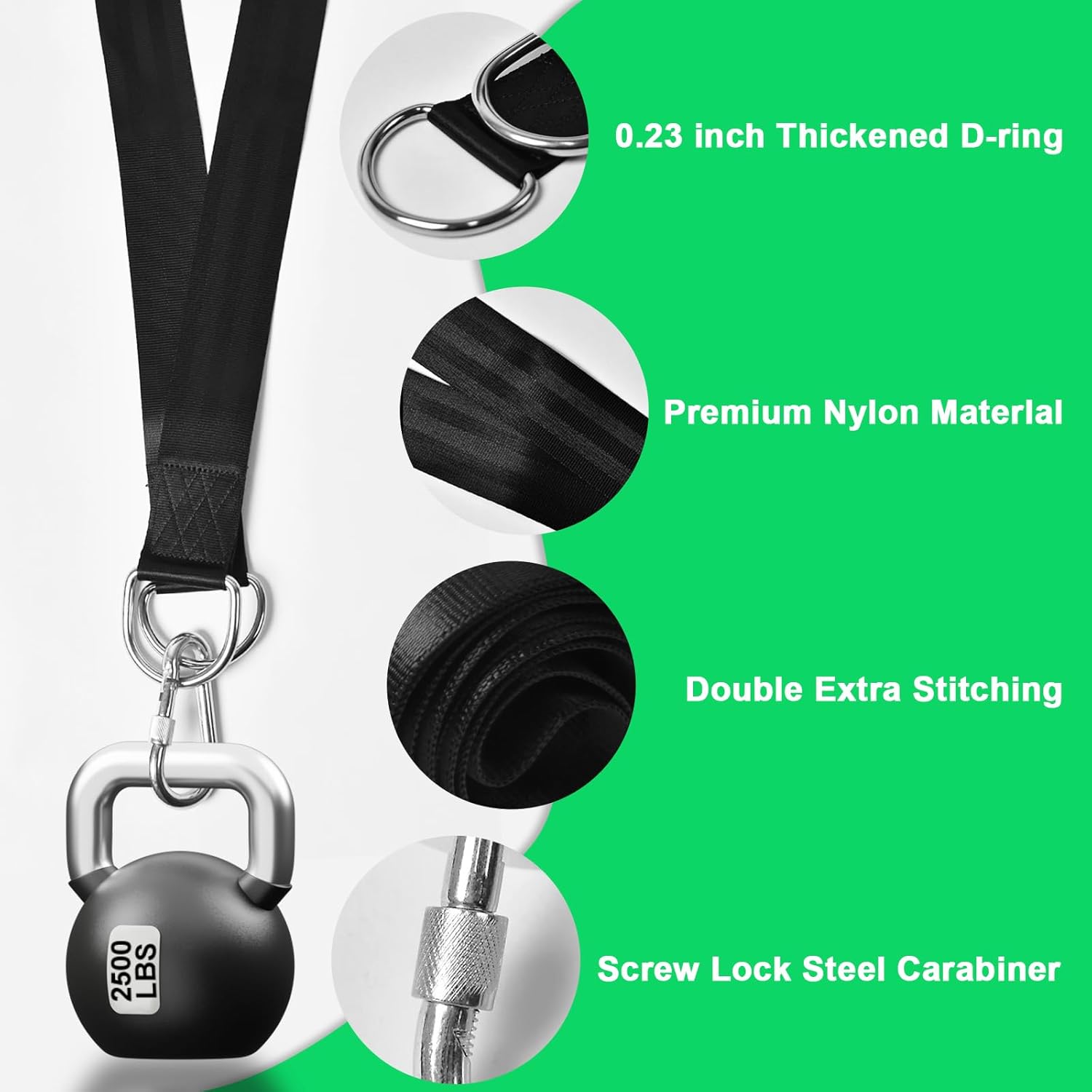 Tree Swing Hanging Straps Kit Holds 2000 lbs,5ft Extra Long Straps Strap with Safer Lock Snap Carabiner Hooks Perfect for Tree Swing & Hammocks, Carry Pouch Easy Fast Installation (5 ft)